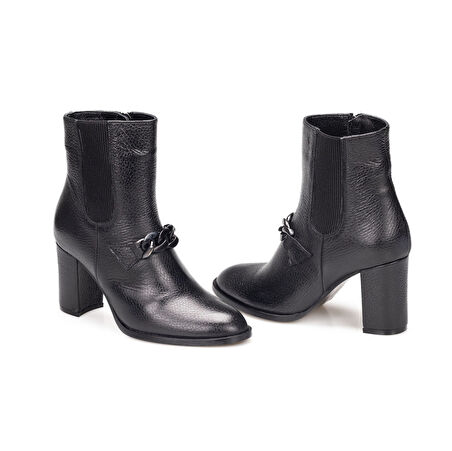 TwoEgoist Kadın Hakiki Floter Deri Tokalı Topuklu Bot