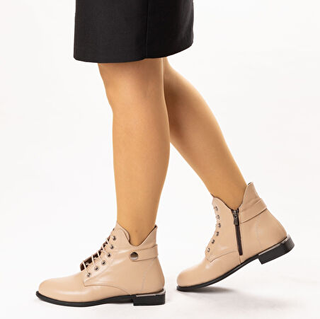 TwoEğoist Kadın Hakiki Deri Bilek Boy Kısa Topuk Tasarım Şık Bot