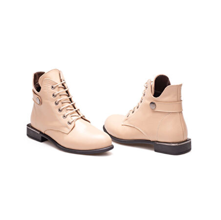 TwoEğoist Kadın Hakiki Deri Bilek Boy Kısa Topuk Tasarım Şık Bot