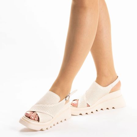 Kadın Hakiki Deri 7,5 cm  Dolgu Topuklu Günlük Rahat Sandalet