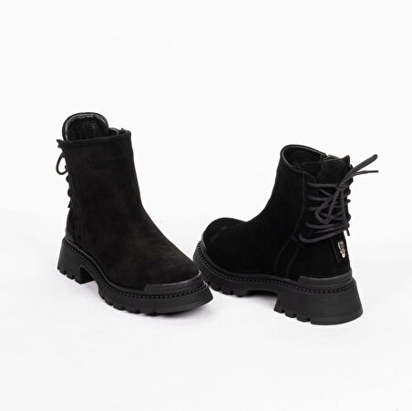 TwoEgoist Kadın Hakiki Süet Deri Kalın Tabanlı Tasarım Bot