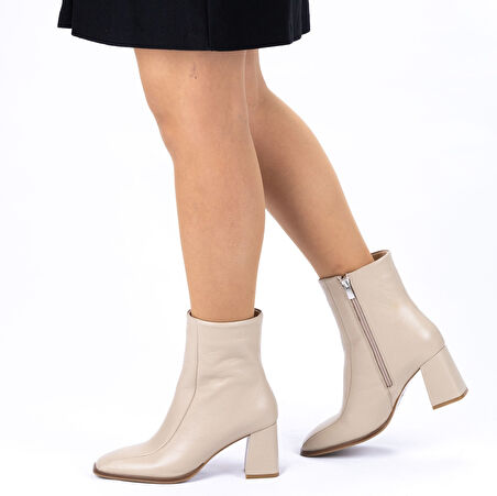 Kadın Hakiki Deri Kalın Topuklu Bot