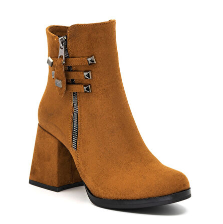 Kadın Süet Kalın Topuk Kısa Bot-Bootie