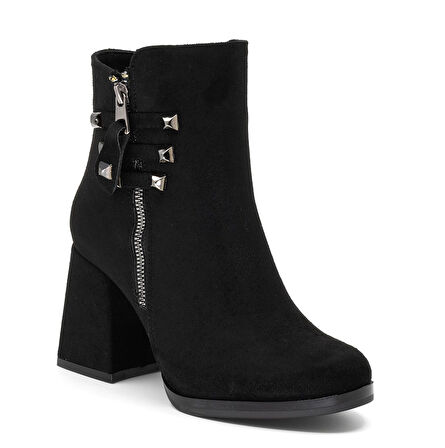 Kadın Süet Kalın Topuk Kısa Bot-Bootie