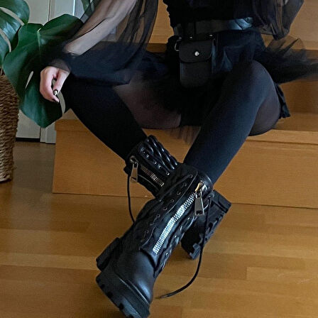 Kadın Kalın Tabanlı Fermuarlı Postal Bot