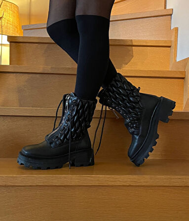 Kadın Kalın Tabanlı Fermuarlı Postal Bot