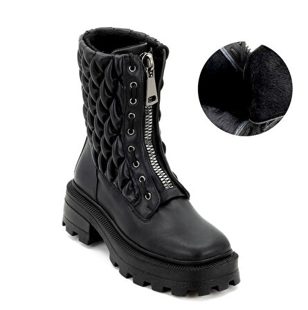 Kadın Kalın Tabanlı Fermuarlı Postal Bot