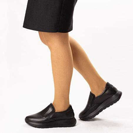 TwoEgoist Kadın Hakiki Deri Dolgu Tabanlı Hafif Tasarım Anatomik Casual Ayakkabı