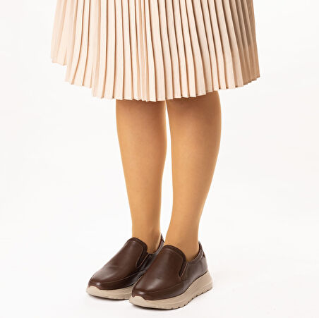 TwoEgoist Kadın Hakiki Deri Dolgu Tabanlı Hafif Tasarım Anatomik Casual Ayakkabı