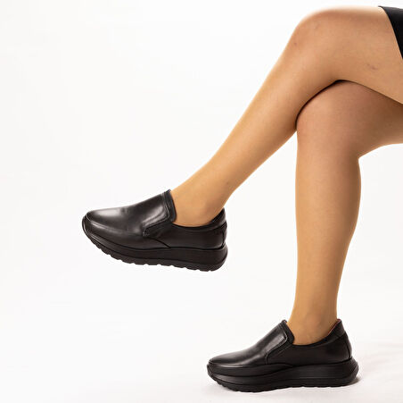 TwoEgoist Kadın Hakiki Deri Dolgu Tabanlı Hafif Tasarım Anatomik Casual Ayakkabı