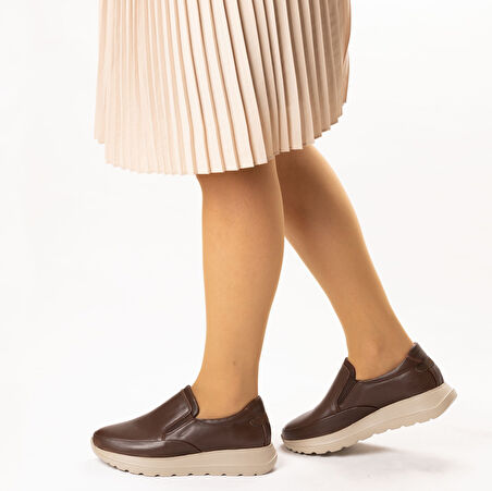 TwoEgoist Kadın Hakiki Deri Dolgu Tabanlı Hafif Tasarım Anatomik Casual Ayakkabı