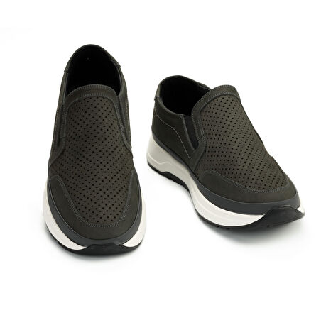 TwoEgoist Erkek Hakiki Nubuk Deri Anatomik Bağcıksız Hafif Günlük Ayakkabı