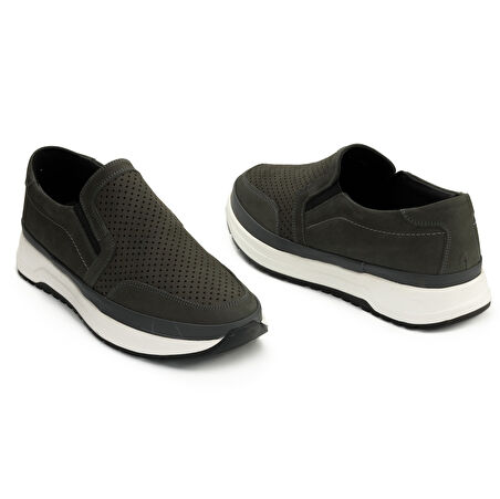 TwoEgoist Erkek Hakiki Nubuk Deri Anatomik Bağcıksız Hafif Günlük Ayakkabı