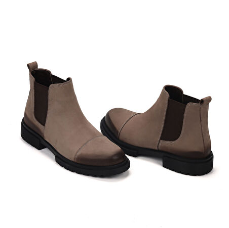 TwoEgoist Erkek Hakiki Deri Kauçuk Kalın Taban Chelsea Bot