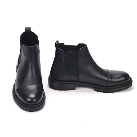 TwoEgoist Erkek Hakiki Deri Kauçuk Kalın Taban Chelsea Bot