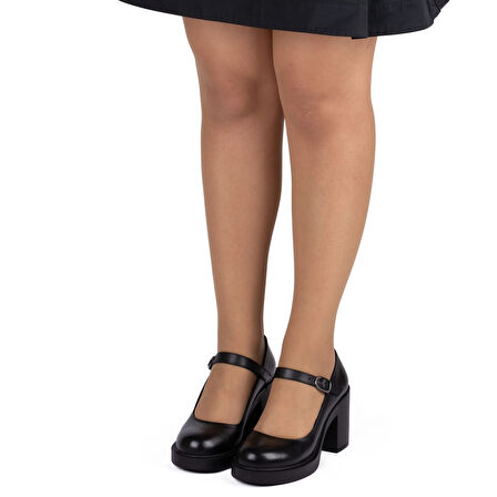 Kadın Hakiki Deri Kalın Topuklu Bantlı Günlük Ayakkabı / Mary Jane Shoes