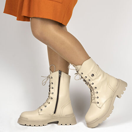 TwoEgoist Kadın Hakiki Deri Uzun Postal Bot