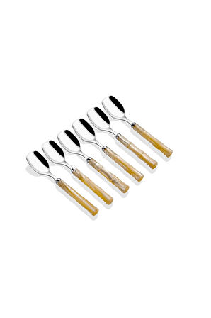 RİVADOSSİ BAMBOO 6 KİŞİLİK KREM RENGİ DONDURMA KAŞIĞI  