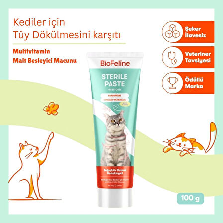 Biofeline Kısırlaştırılmış Kediler İçin Vitaminli Malt Macunu – 100g