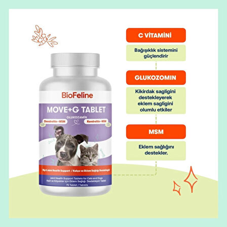 BioFeline Move+G Glukozamin Kedi Köpek Eklem Desteği 75 Tablet