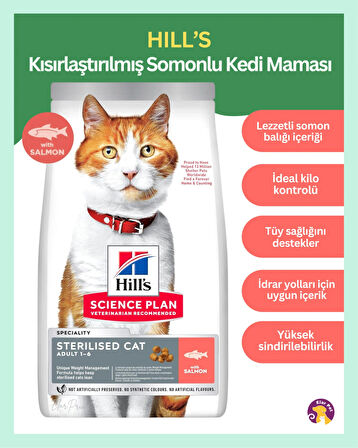 Hill's Science Plan Kısırlaştırılmış Somonlu Yetişkin Kedi Maması 3 kg