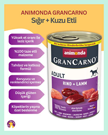 Animonda Grancarno Sığır ve Kuzu Etli Yetişkin Köpek Konservesi 400 gr