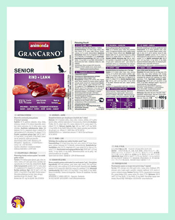 Animonda Grancarno Sığır ve Kuzu Etli Yetişkin Köpek Konservesi 400 gr