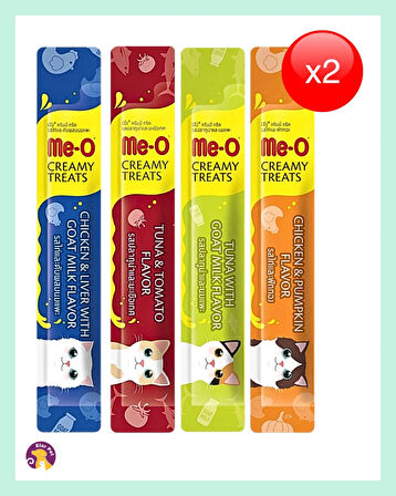 Me-O Kedi Ödül Maması 8’li Karışık Paket 8X15 gr (Tavuk ve Ciğerli Keçi Sütü- Ton Balığı ve Domates- Ton Balığı ve Keçi Sütü- Tavuk ve Balkabağı)