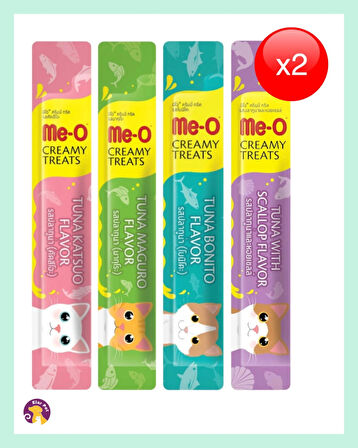 Me-O Tuna Mix Kedi Ödül Maması 8’li Karışık Paket 8x 15 gr (Ton Balığı ve Bonito,ton Balığı,ton Balığı ve Palamut Karışımı, Ton Balığı ve Deniz Tarağı)