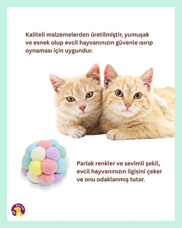 Lion Pets Renkli Kedi Oyuncak Isırmaya Dayanıklı Kedi Topu Kedi Oyuncak