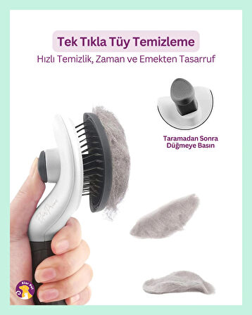 Clean Otomatik Temizlenen Tuşlu Evcil Hayvan Fırçası Kedi Köpek Tüy Toplayıcı Tarak