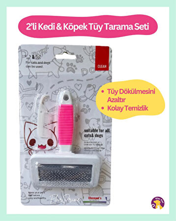 Clean Kedi Köpek Aparatlı Tüy Temizleme ve Tarama Fırçası( Pembe ve Yeşil )