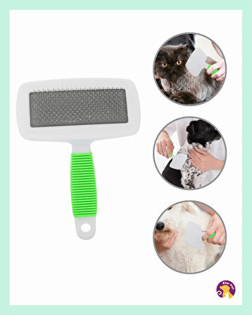 Clean Kedi Köpek Aparatlı Tüy Temizleme ve Tarama Fırçası( Pembe ve Yeşil )