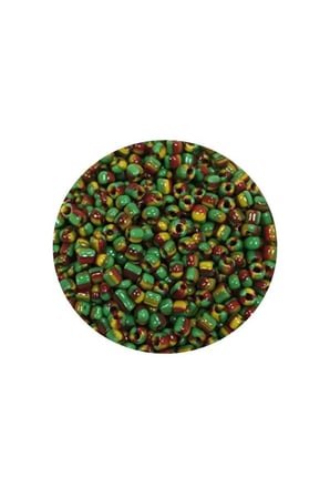 Dökme Cam Kum Boncuk (11/0) 2 mm - 60 Gram - Yeşil Sarı Çizgili - BNC041