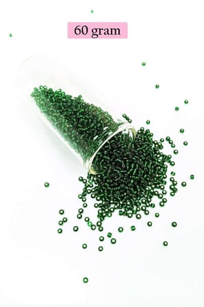 Dökme Cam Kum Boncuk (11/0) 2 mm - 60 Gram - Şefaf Koyu Yeşil - BNC037