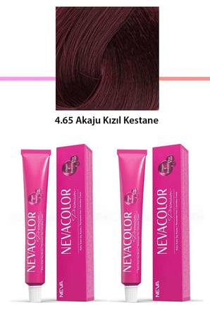 2 li Set Premium 4.65 Akaju Kızıl Kestane - Kalıcı Saç Boyası 2 X 50 g Tüp