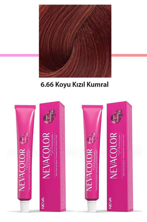 2 li Set Premium 6.66 Koyu Kızıl Kumral - Kalıcı Saç Boyası 2 X 50 g Tüp