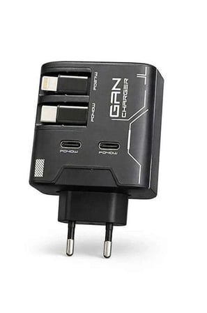 Gan+ Pd 40w Hızlı Şarj Adaptörü Çoklu Çıkış Usb-c Lightning Kablolu Hızlı Şarj Cihazı Ev Ofis Uyumlu