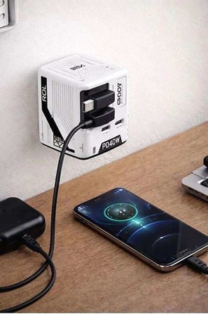 Gan+ Pd 40w Hızlı Şarj Adaptörü Çoklu Çıkış Usb-c Lightning Kablolu Hızlı Şarj Cihazı Ev Ofis Uyumlu