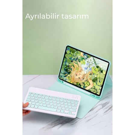 Samsung Galaxy X200 Tab A8 10.5 Kılıf Kc01 Smart Klavyeli Tablet Kılıfı - Siyah