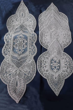 Supla Runner Seti Sunumluk Kordone Nakışlı Modern Amerikan Servis Takımı 6 Kişilik Set - Gri