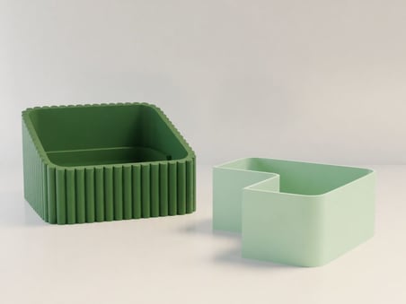 3D Baskı Fıstık Kasesi - Çift Hazneli Kabuk Ayırıcı Sunum Kasesi - Yeşil Mint