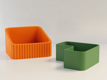 3D Baskı Fıstık Kasesi - Çift Hazneli Kabuk Ayırıcı Sunum Kasesi - Turuncu Yeşil