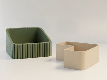 3D Baskı Fıstık Kasesi - Çift Hazneli Kabuk Ayırıcı Sunum Kasesi - Yeşil Bej