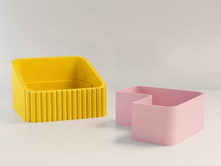 3D Baskı Fıstık Kasesi - Çift Hazneli Kabuk Ayırıcı Sunum Kasesi - Sarı Pembe