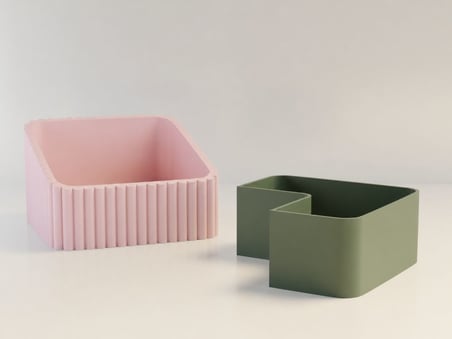 3D Baskı Fıstık Kasesi - Çift Hazneli Kabuk Ayırıcı Sunum Kasesi - Pembe Yeşil