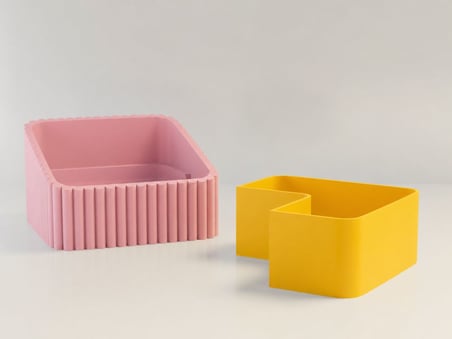 3D Baskı Fıstık Kasesi - Çift Hazneli Kabuk Ayırıcı Sunum Kasesi - Pembe Sarı