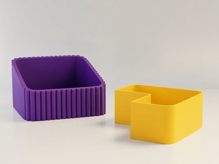 3D Baskı Fıstık Kasesi - Çift Hazneli Kabuk Ayırıcı Sunum Kasesi - Mor Sarı