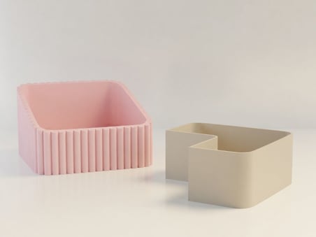 3D Baskı Fıstık Kasesi - Çift Hazneli Kabuk Ayırıcı Sunum Kasesi - Pembe Bej