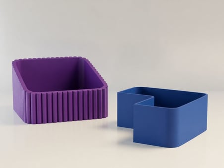 3D Baskı Fıstık Kasesi - Çift Hazneli Kabuk Ayırıcı Sunum Kasesi - Mor Mavi